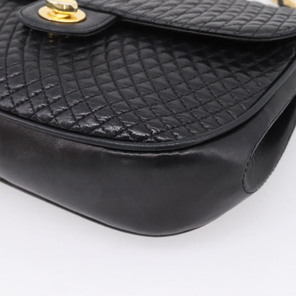 Bally Vintage Chain Quilted Leather, Black, Leather, Shoulder Bag