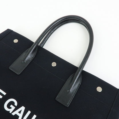 Saint Laurent Rive Gauche Shopper Canvas, Black, Canvas, Tote Bag