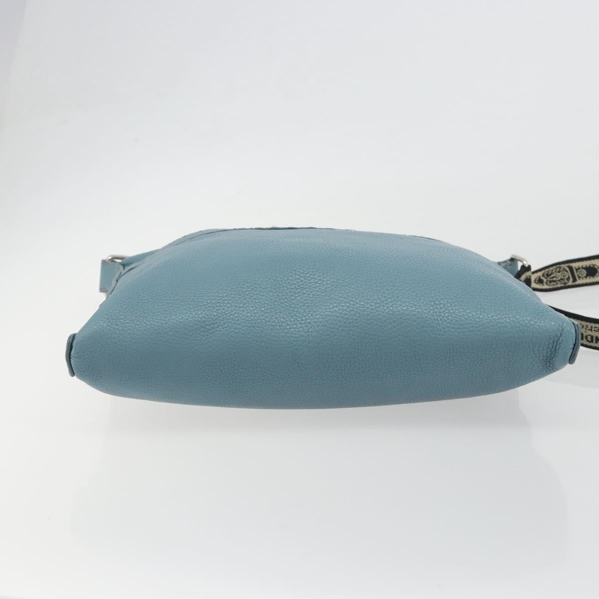 Fendi Vintage Selleria Zip Messenger Leather, Blue, Leather, Shoulder Bag