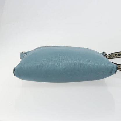 Fendi Vintage Selleria Zip Messenger Leather, Blue, Leather, Shoulder Bag