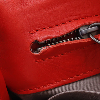 Bottega Veneta Intrecciato Shoulder Leather, Red, Calfskin, Shoulder Bag