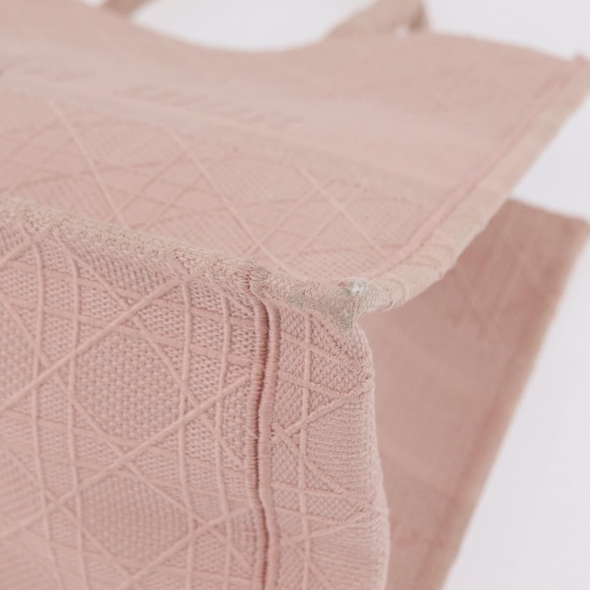 Christian Dior Book Cannage Embroidered Canvas, Pink, Canvas, Tote Bag