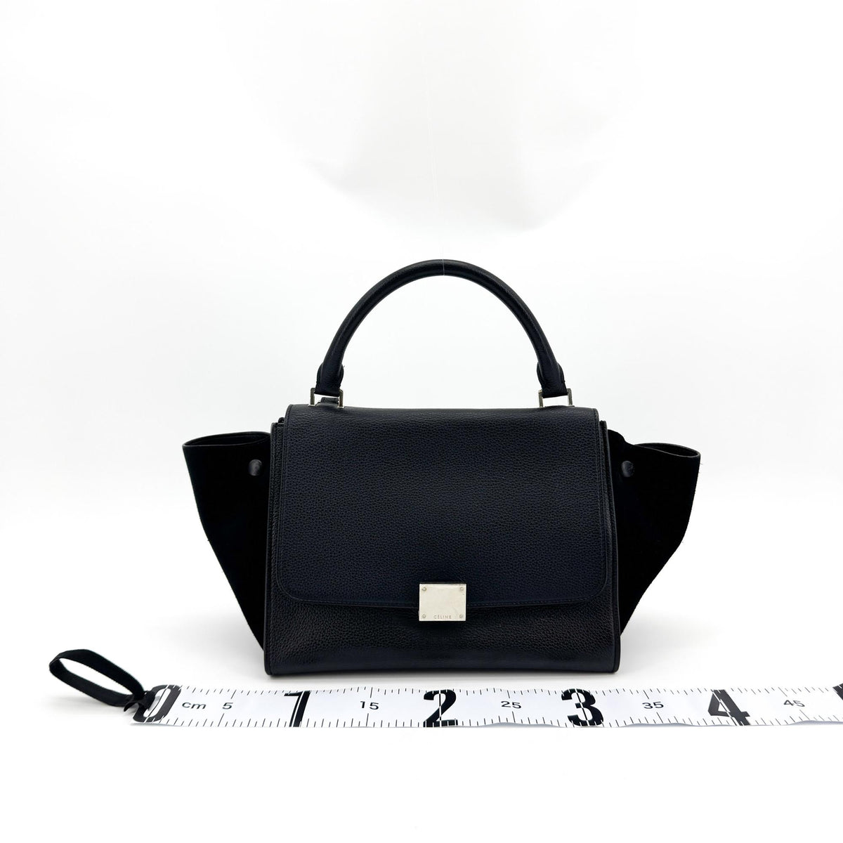Celine Trapeze Leather, Black, Leather, Handbag