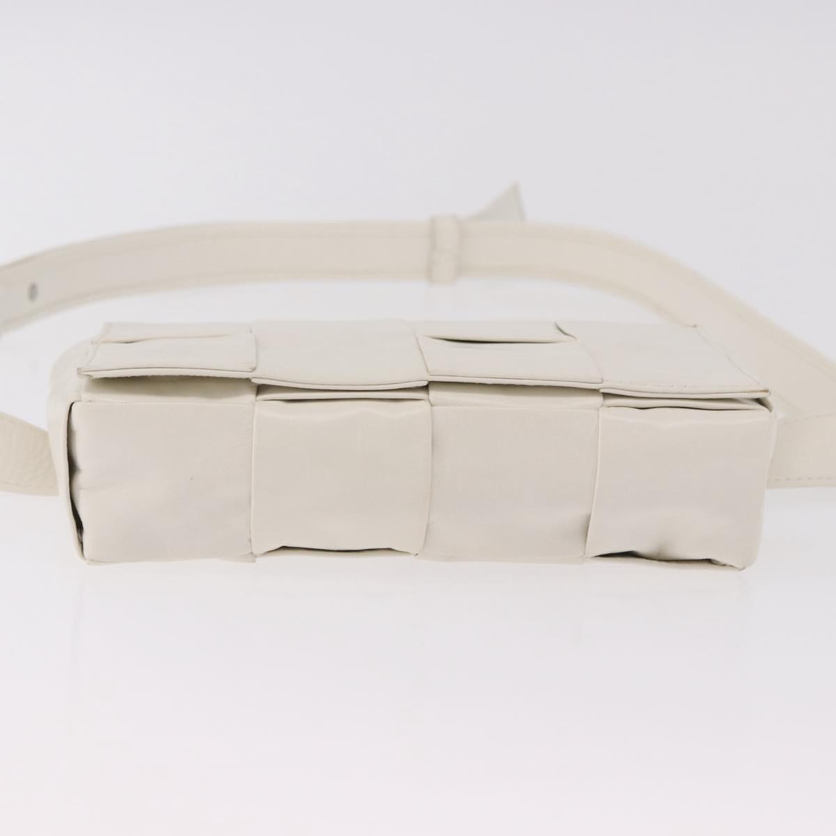 Bottega Veneta Cassette Belt Maxi Intrecciato Leather, White, Leather, Clutch