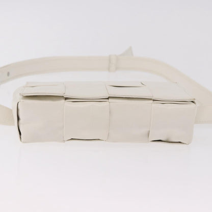 Bottega Veneta Cassette Belt Maxi Intrecciato Leather, White, Leather, Clutch