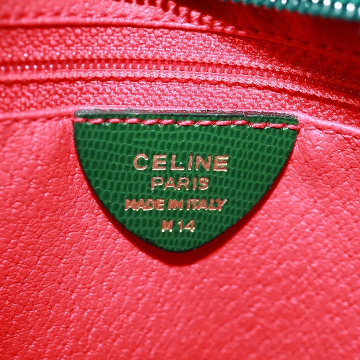 Celine Circle Logo Leather, Green, Leather, Shoulder Bag