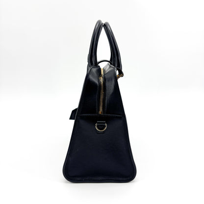 Saint Laurent Monogram Cabas Leather, Black, Leather, Tote Bag