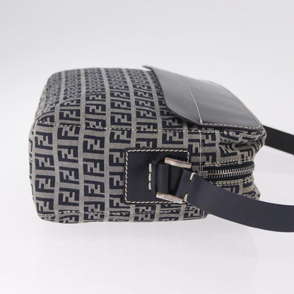 Fendi Shoulder Zucchino Canvas, Navy, Canvas, Shoulder Bag