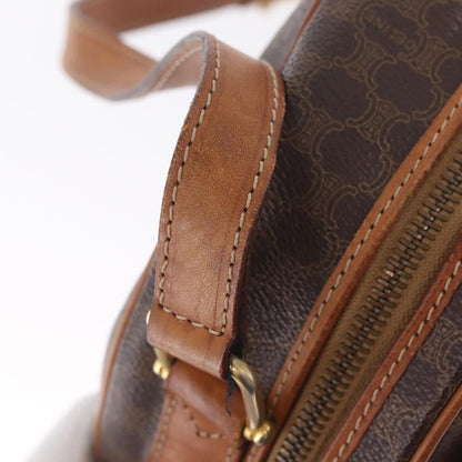Celine Macadam Shoulder Leather, Brown, Canvas, Crossbody Bag