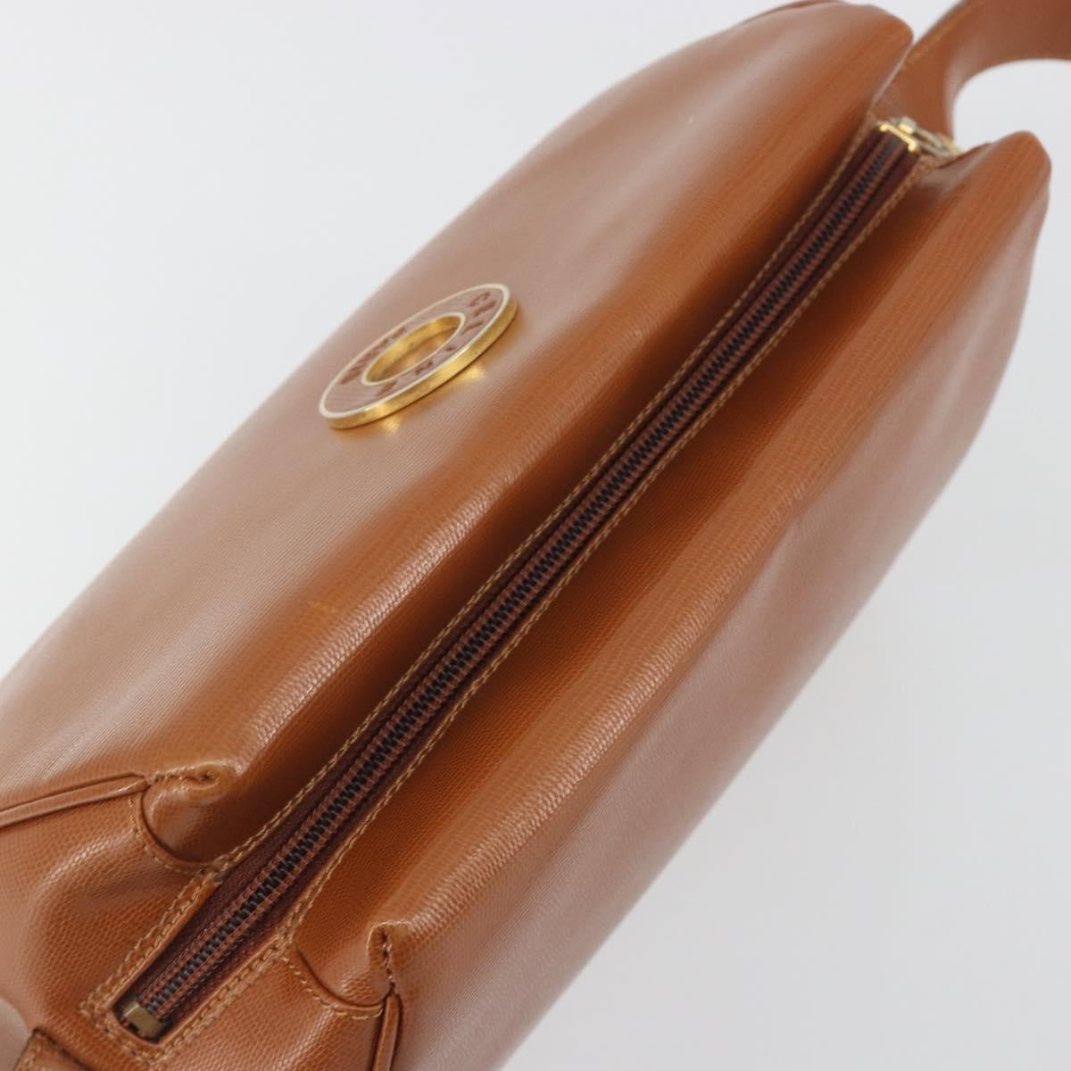 Celine Vintage Circle Logo Leather, Brown, Leather, Shoulder Bag