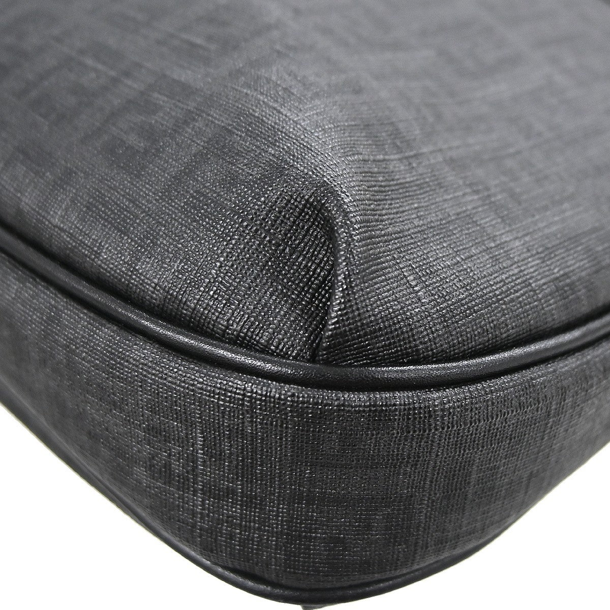 Fendi Front Pocket Messenger Zucchino Coated Canvas, Black, PVC, Shoulder Bag