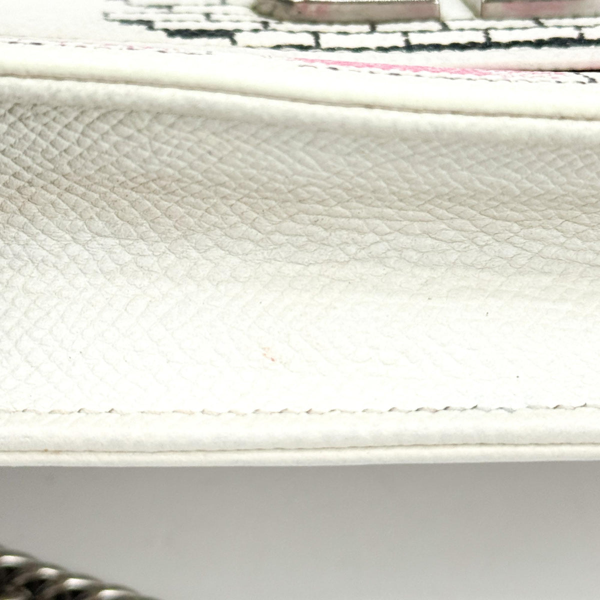 Balenciaga BB Graffiti Chain Leather, White, Leather, Crossbody Bag