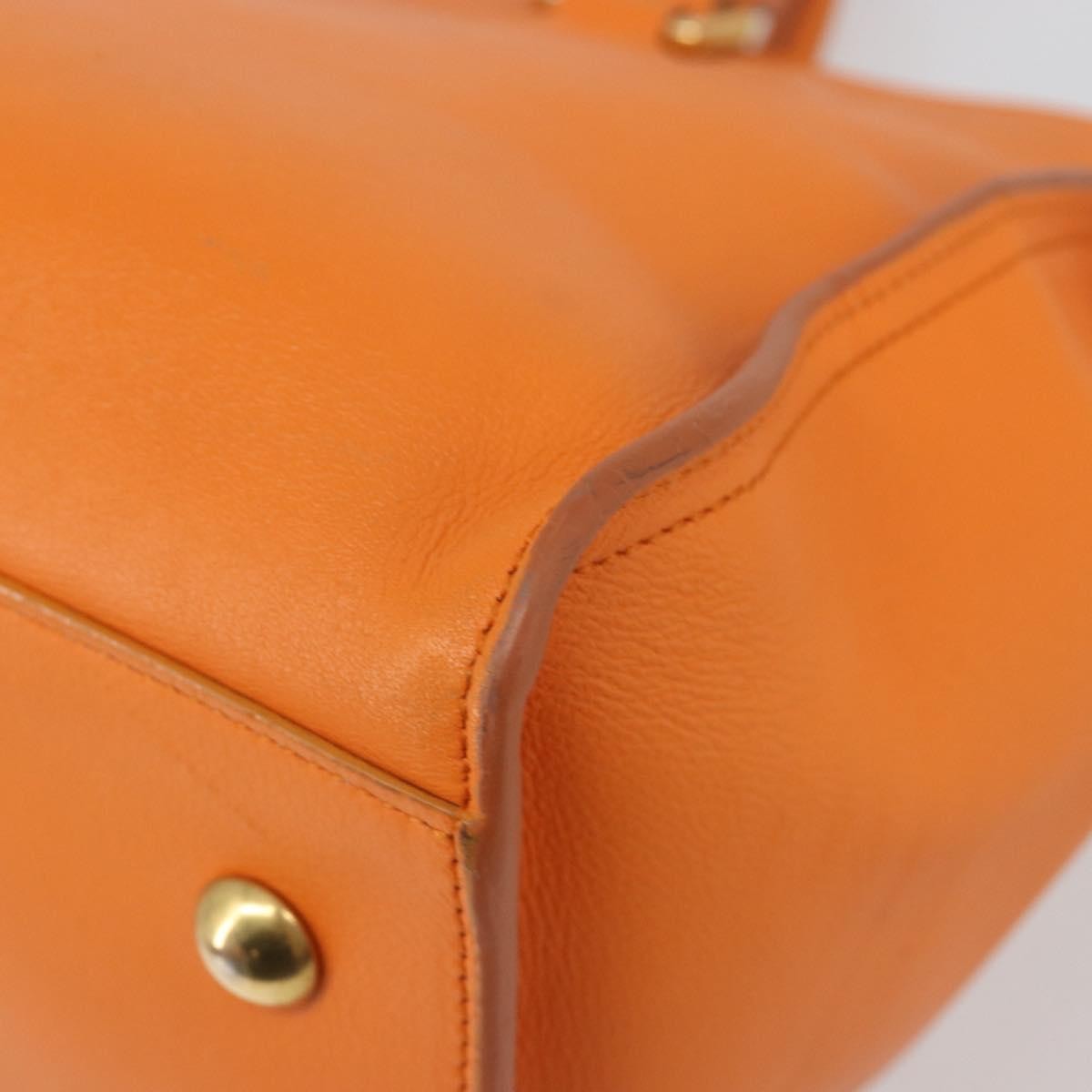 Saint Laurent Classic Y Cabas Leather, Orange, Leather, Tote Bag