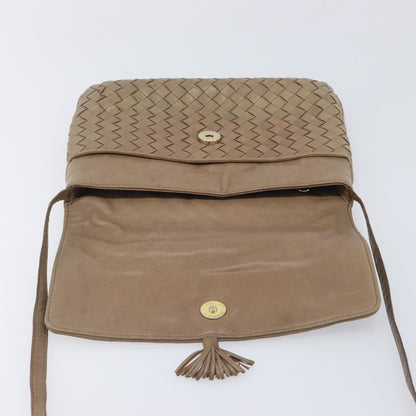 Bottega Veneta Tassel Flap Intrecciato Nappa, Beige, Leather, Crossbody Bag