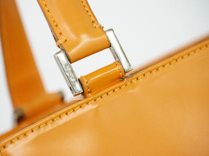 Salvatore Ferragamo Double Gancini Side Buckle Leather, Orange, Leather, Tote Bag