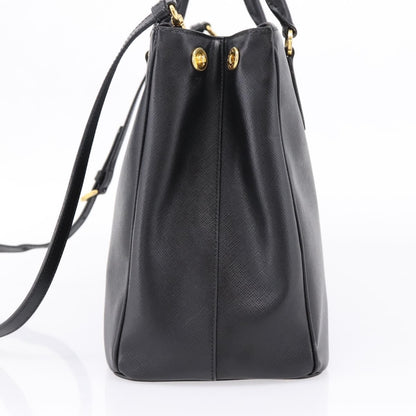 Prada Galleria Double Zip Saffiano Leather, Black, Leather, Tote Bag