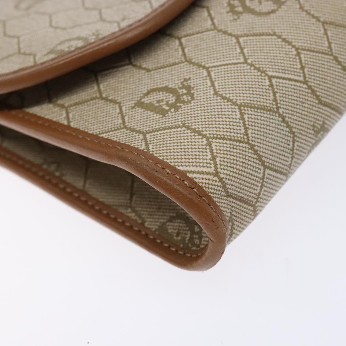 Christian Dior Vintage Honeycomb Flap Coated Canvas, Beige, PVC, Wallet