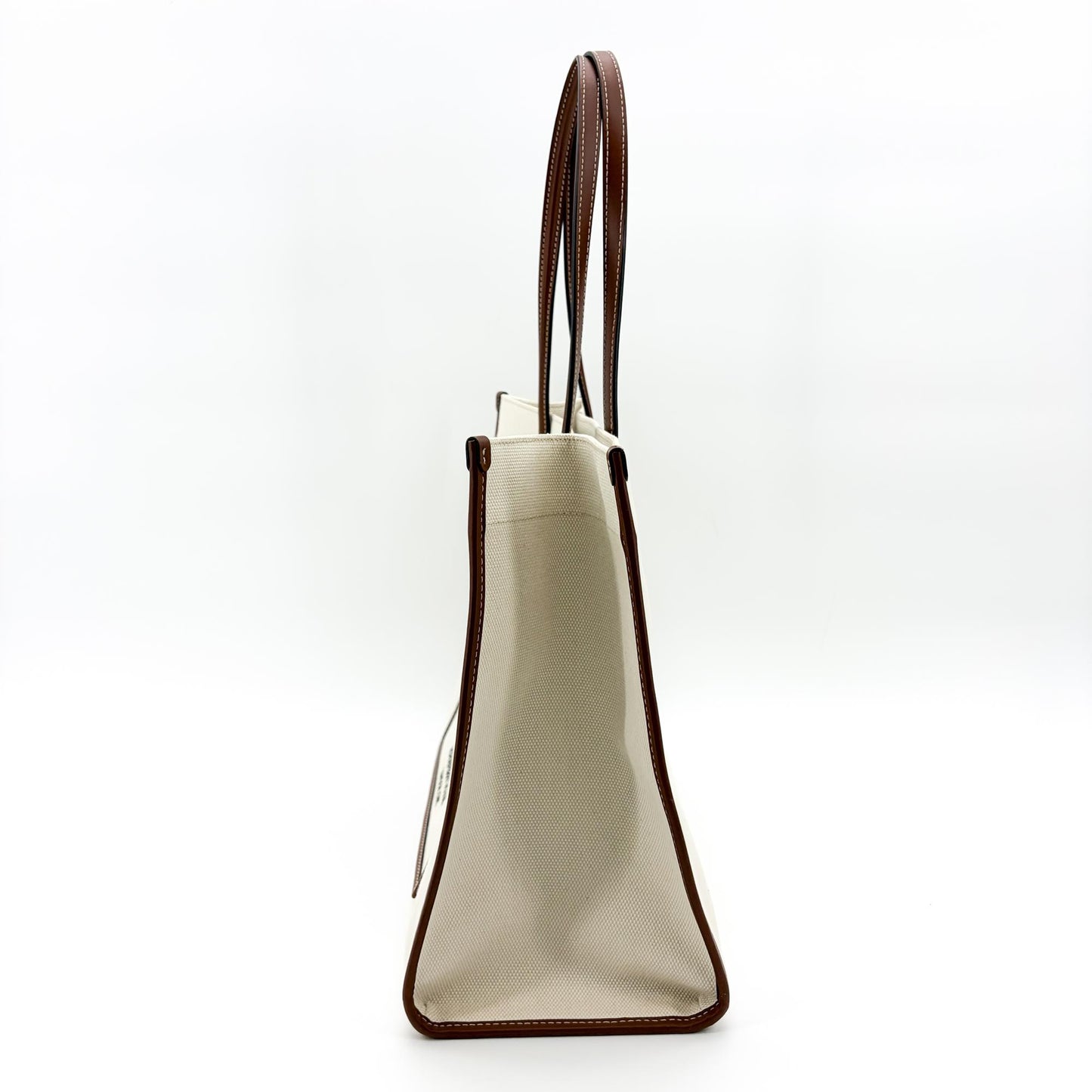 Burberry Freya Shopping Canvas with Leather, Beige, Canvas, Tote Bag