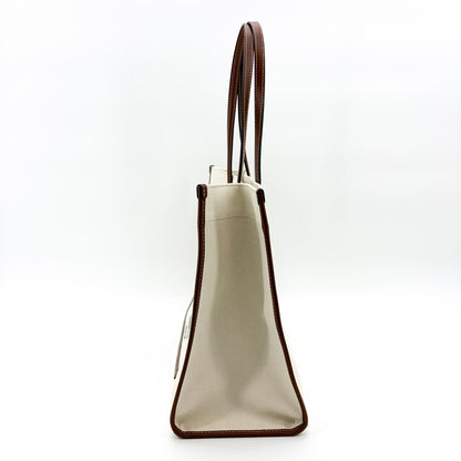Burberry Freya Shopping Canvas with Leather, Beige, Canvas, Tote Bag