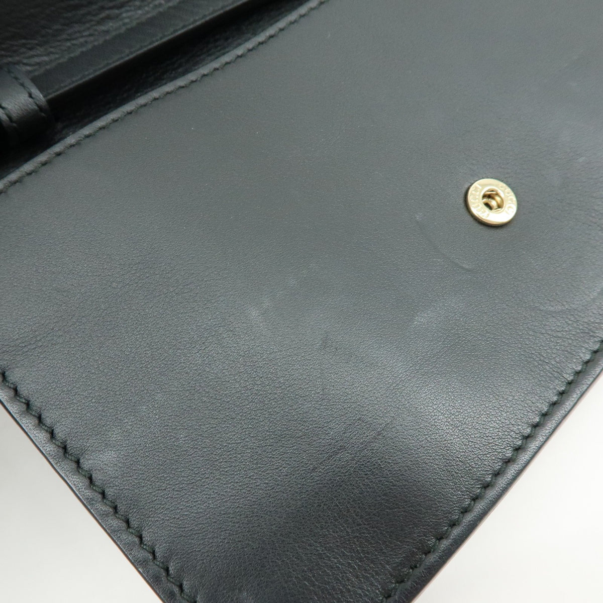 Gucci Interlocking Wallet on Chain Leather, Black, Leather, Crossbody Bag