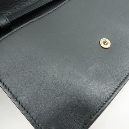 Gucci Interlocking Wallet on Chain Leather, Black, Leather, Crossbody Bag