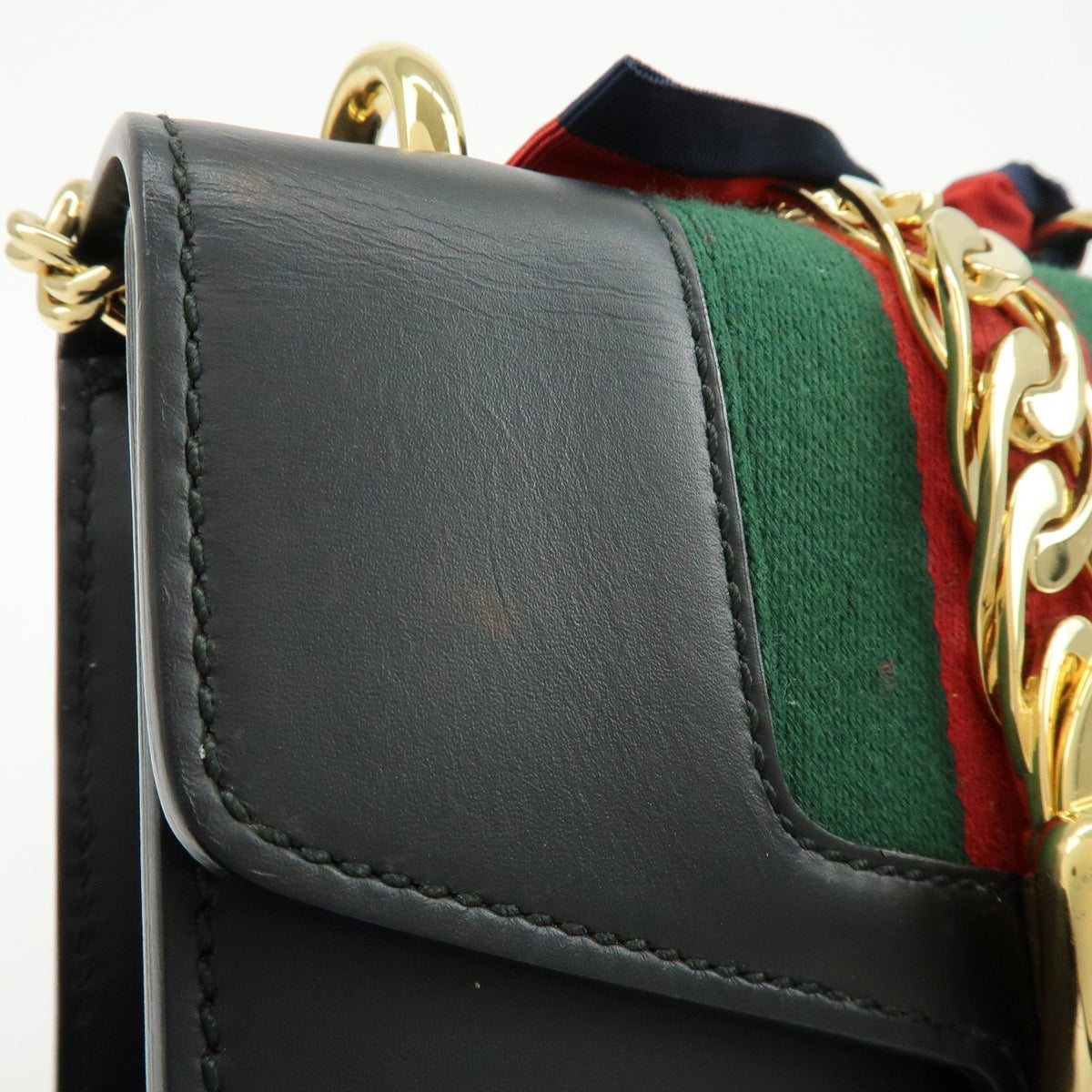 Gucci Sylvie Leather, Black, Leather, Shoulder Bag