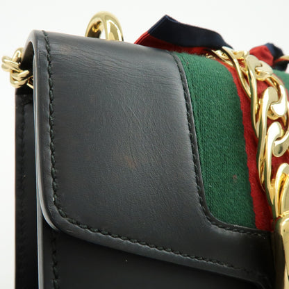 Gucci Sylvie Leather, Black, Leather, Shoulder Bag