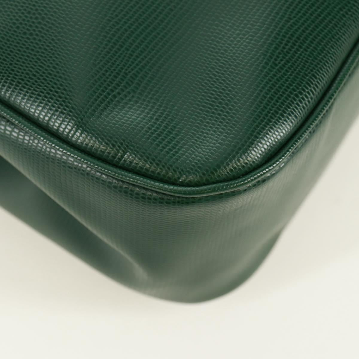 Celine Circle Logo Leather, Green, Leather, Shoulder Bag