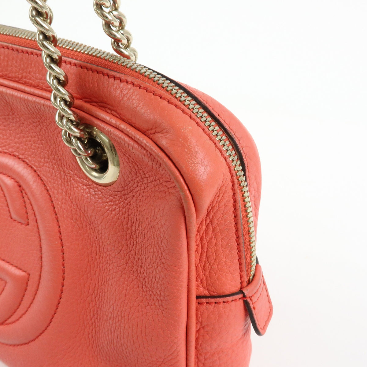 Gucci Soho Chain Zip Leather, Pink, Leather, Shoulder Bag