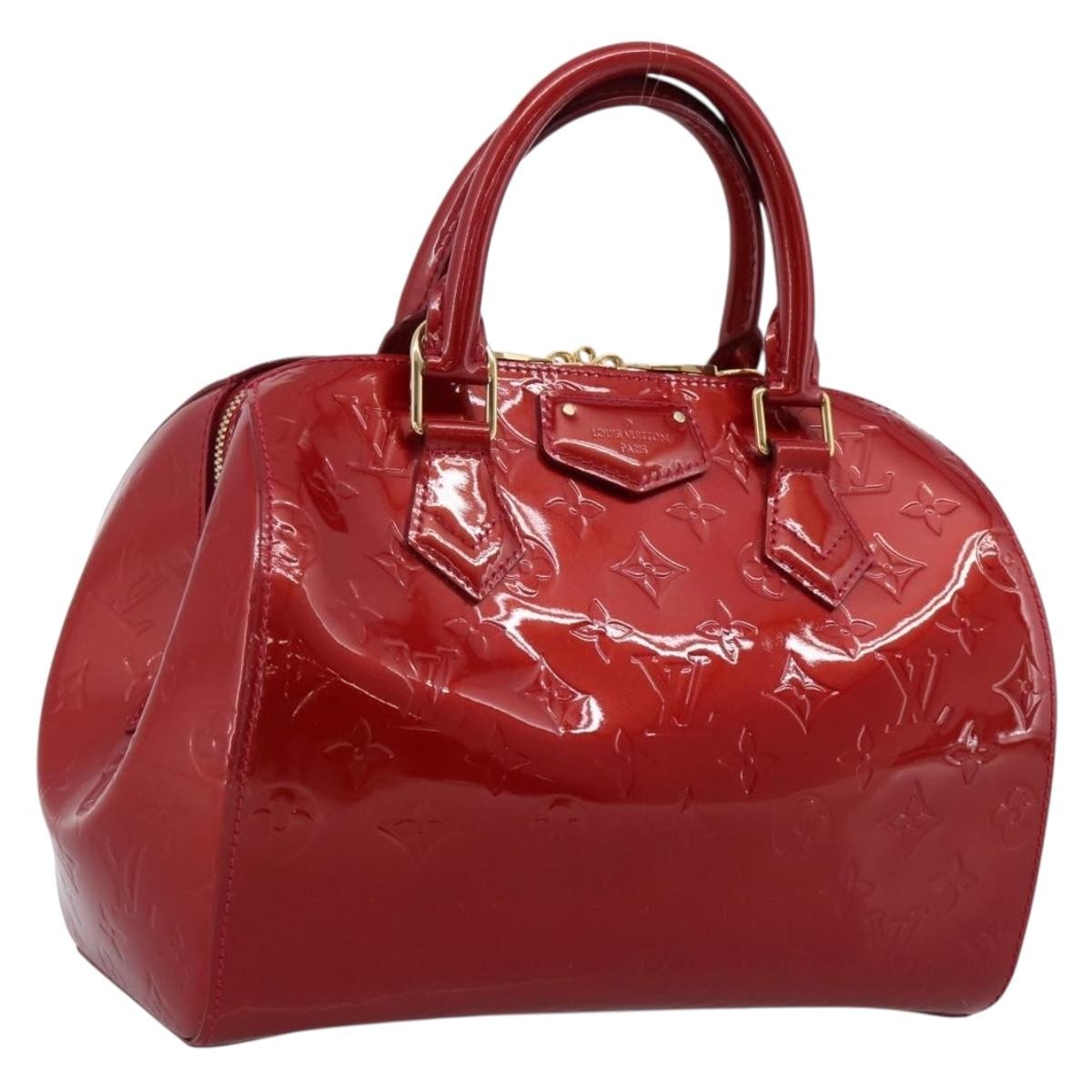 Louis Vuitton Montana Monogram Vernis, Red, Patent Leather, Handbag