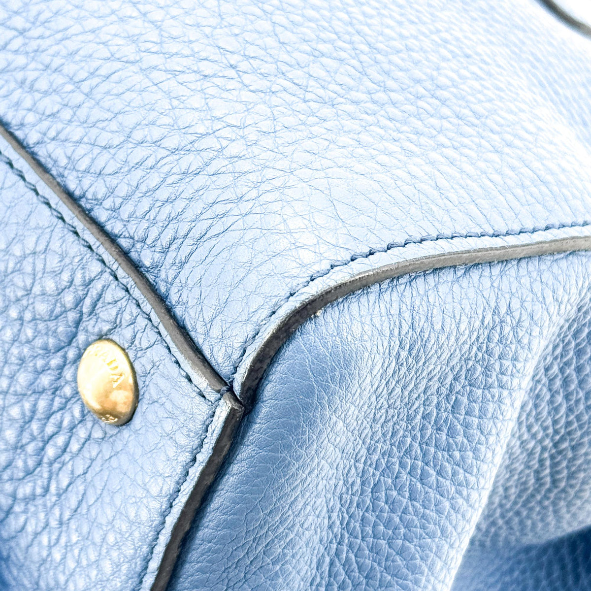 Prada Vitello Daino Leather, Blue, Leather, Shoulder Bag