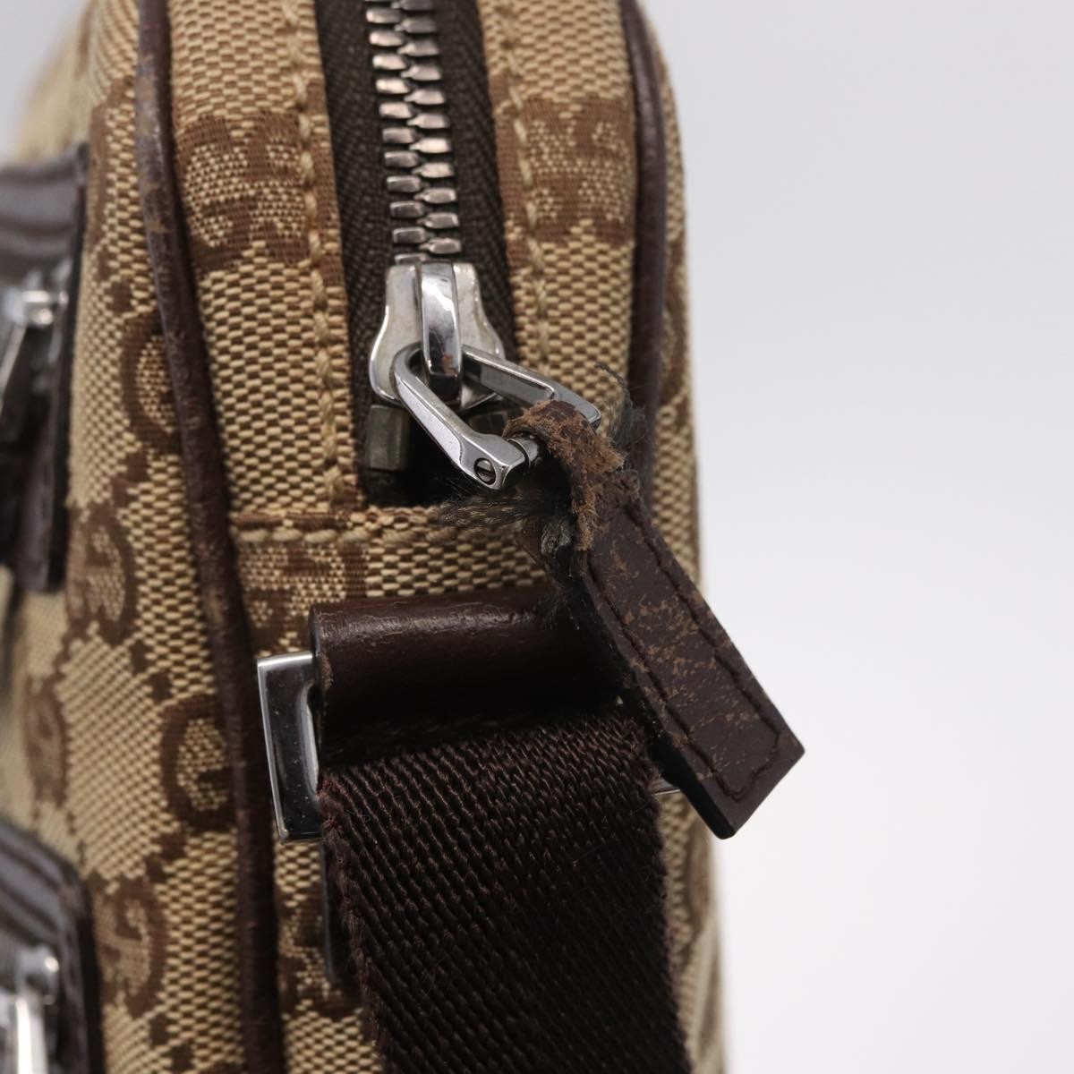 Gucci Double Front Pocket GG Canvas, Beige, Canvas, Crossbody Bag
