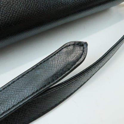Valentino Garavani VLogo Flap Leather, Black, Leather, Shoulder Bag
