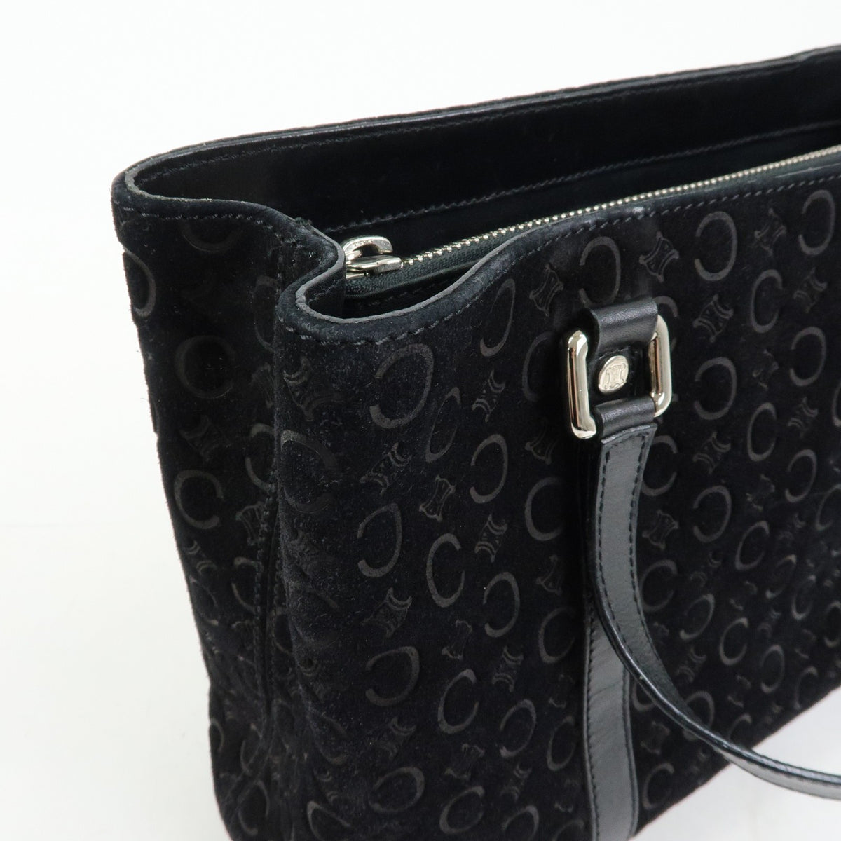 Celine C Macadam Tote PVC leather/ Macadam canvas, Black, Suede, Shoulder Bag
