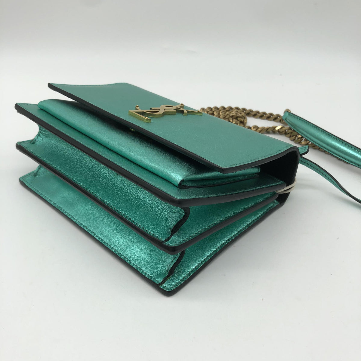 Saint Laurent Sunset Patent, Metallic, Leather, Crossbody Bag