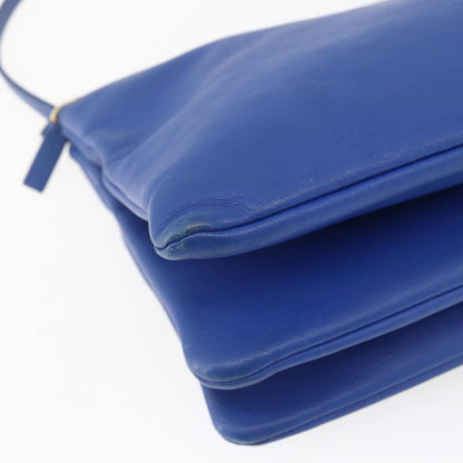 Celine Trio Crossbody Bag Leather, BLUE, LEATHER, Shoulder bag