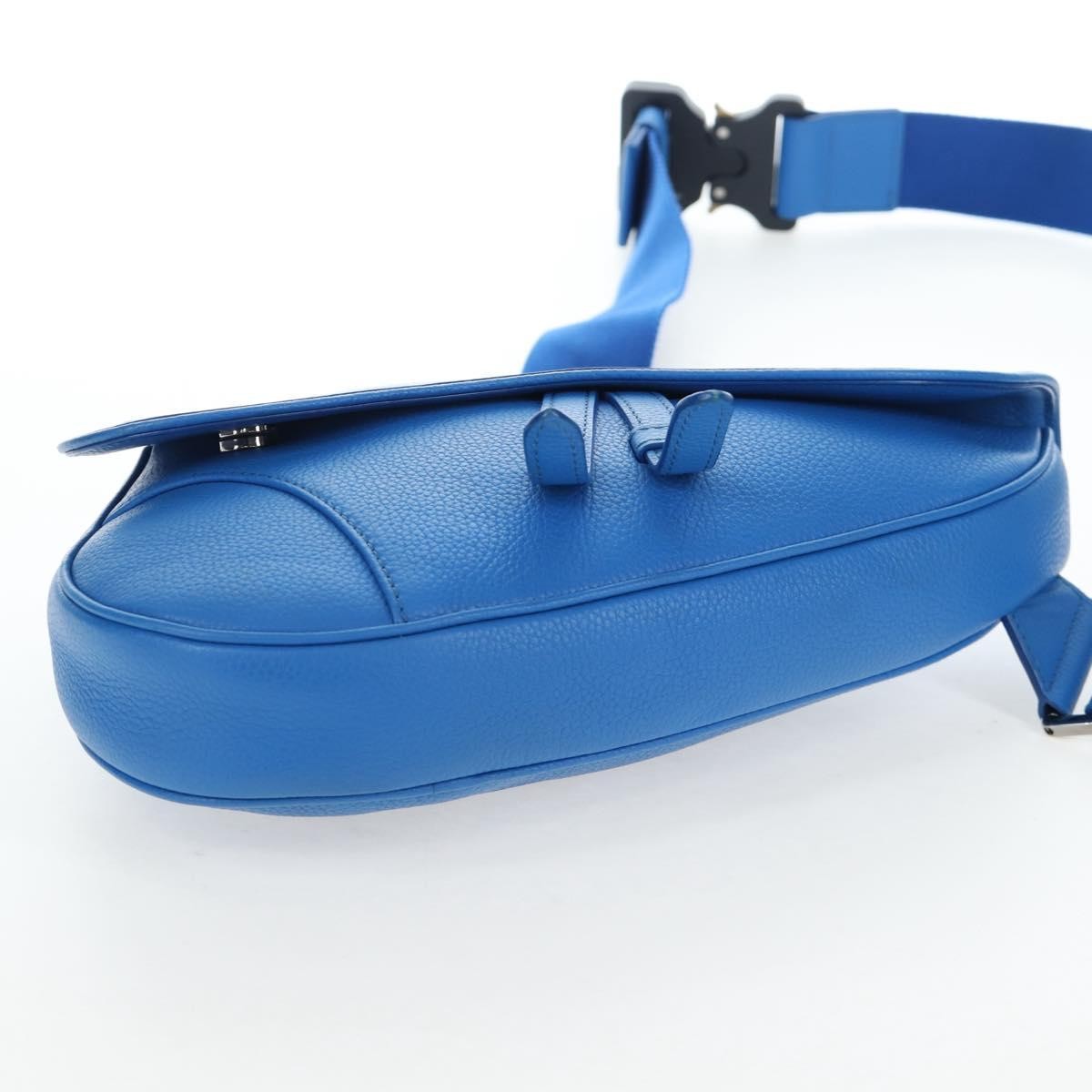 Christian Dior Saddle Leather, Blue, Leather, Crossbody Bag