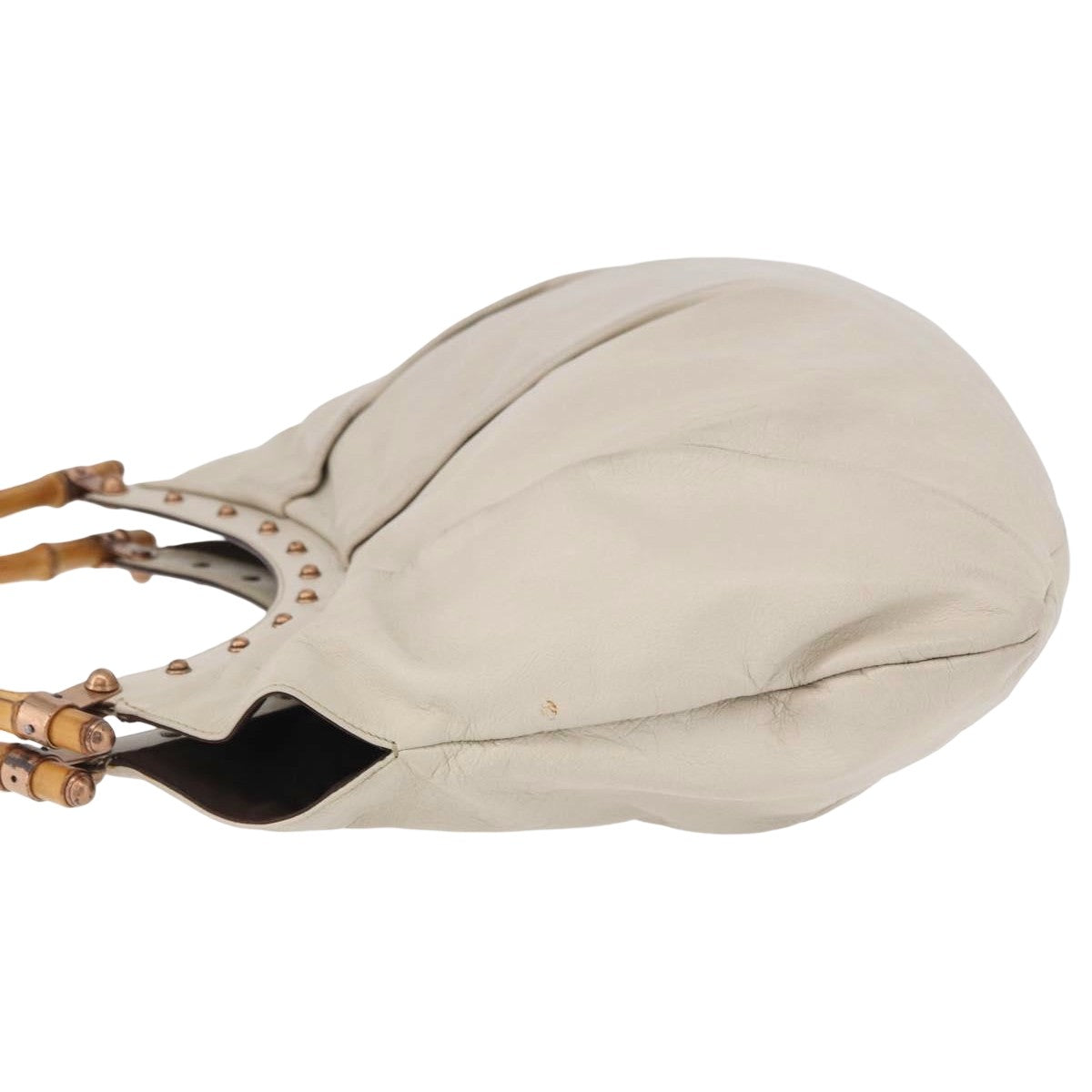 Gucci Vintage Bamboo Shoulder Leather, Beige, Leather, Handbag