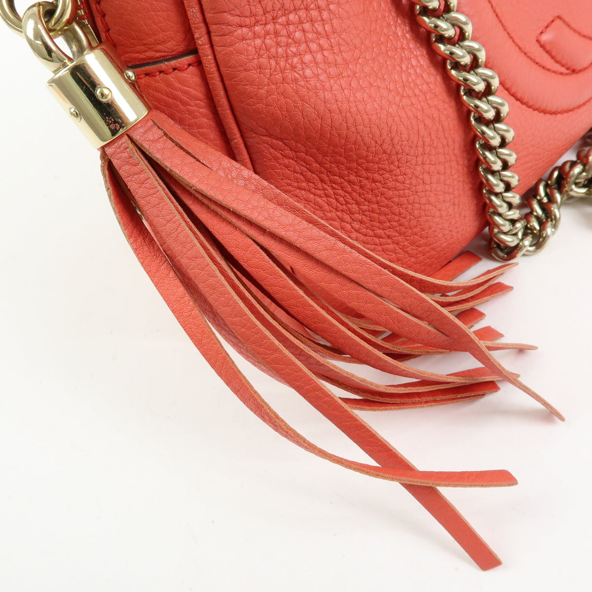 Gucci Soho Chain Zip Leather, Pink, Leather, Shoulder Bag