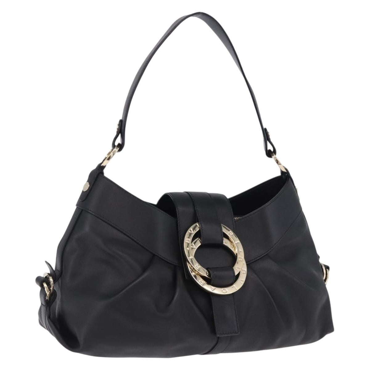 Bvlgari Chandra Hobo Leather, Black, Leather, Handbag
