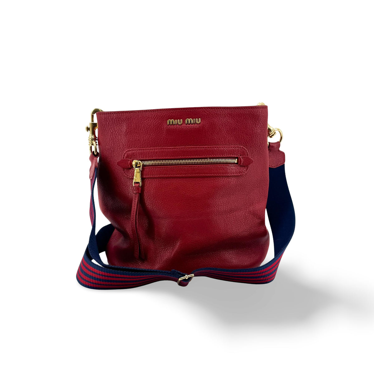 Miu Miu Shoulder Leather, Navy, Leather, Shoulder Bag