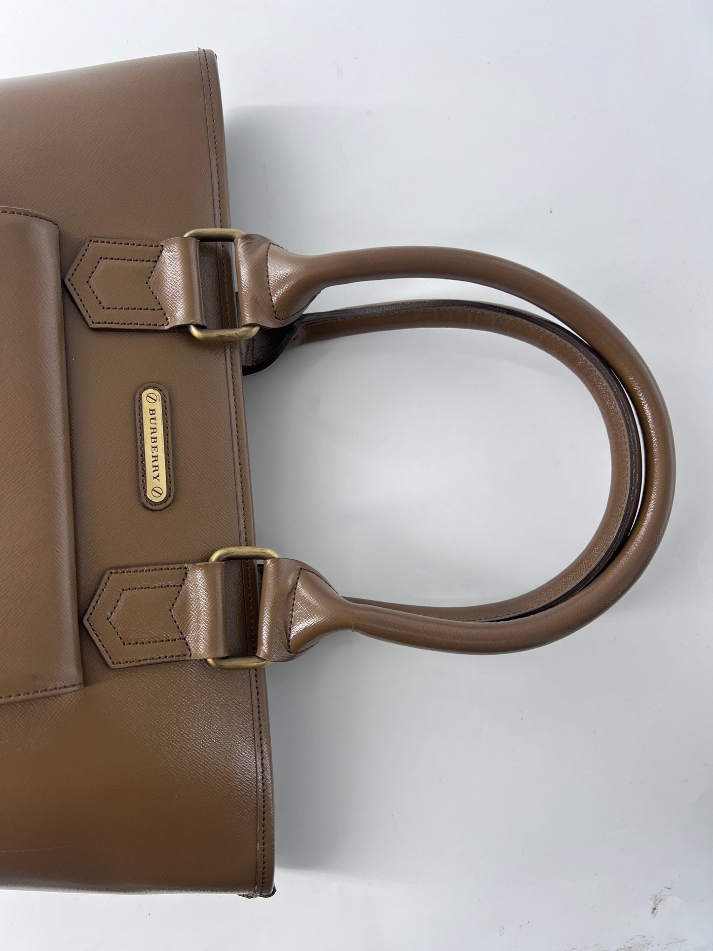 Burberry Tote Leather, BEIGE, LEATHER, Tote bag