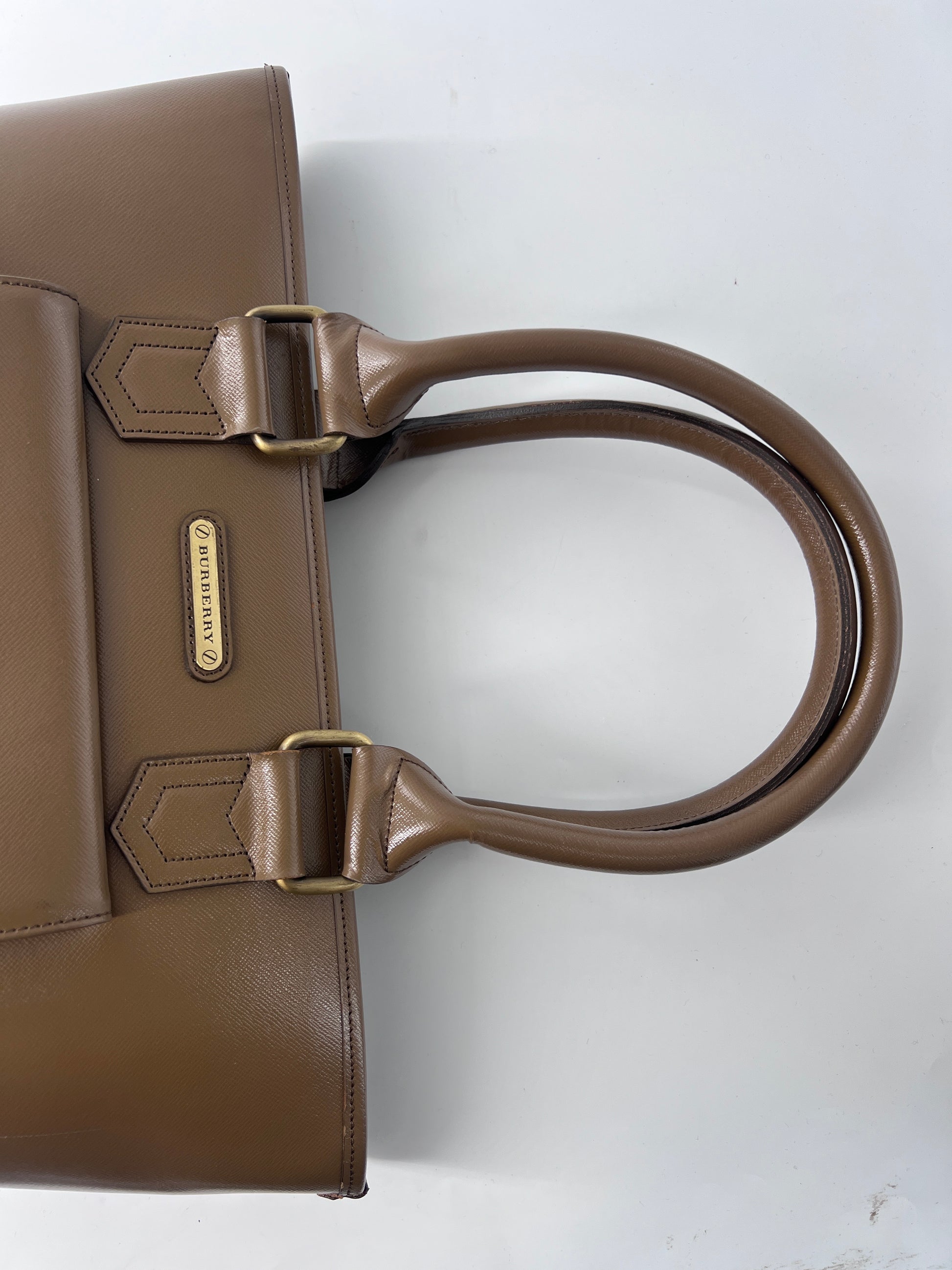 Burberry Tote Leather, BEIGE, LEATHER, Tote bag