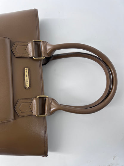 Burberry Tote Leather, BEIGE, LEATHER, Tote bag