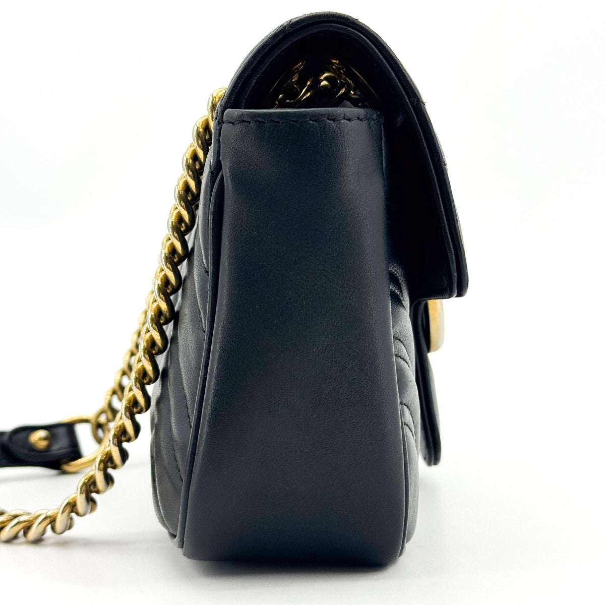 Gucci GG Marmont Flap Matelasse Leather, Black, Leather, Handbag