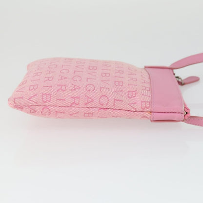 Bvlgari Logomania Canvas with Leather, Pink, Canvas, Shoulder Bag