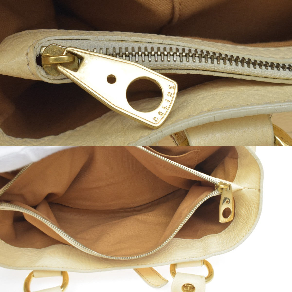 Celine Boogie Satchel Leather, Yellow, Leather, Handbag