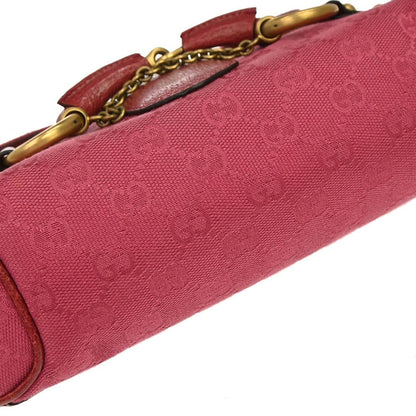 Gucci Horsebit Web Flap GG Canvas and leather, Pink, Canvas, Shoulder Bag
