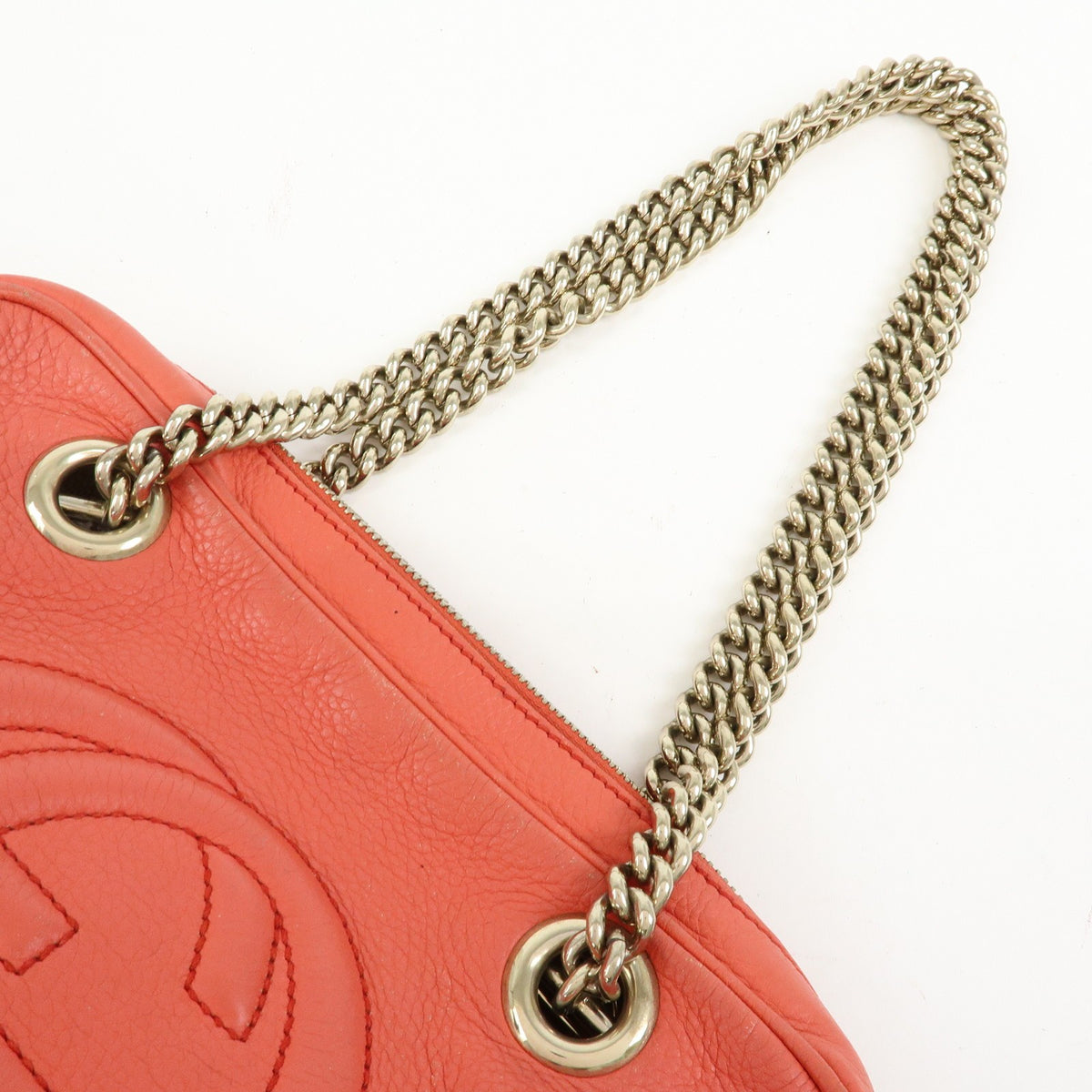 Gucci Soho Chain Zip Leather, Pink, Leather, Shoulder Bag