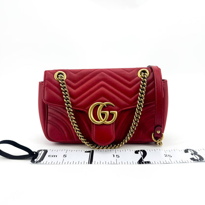 Gucci GG Marmont Flap Matelasse Leather, Gold, Leather, Shoulder Bag